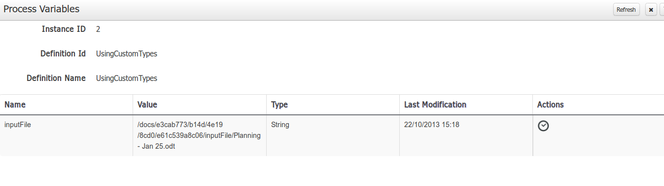 Process variable storing custom type results