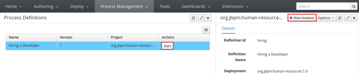 Starting Process Instances