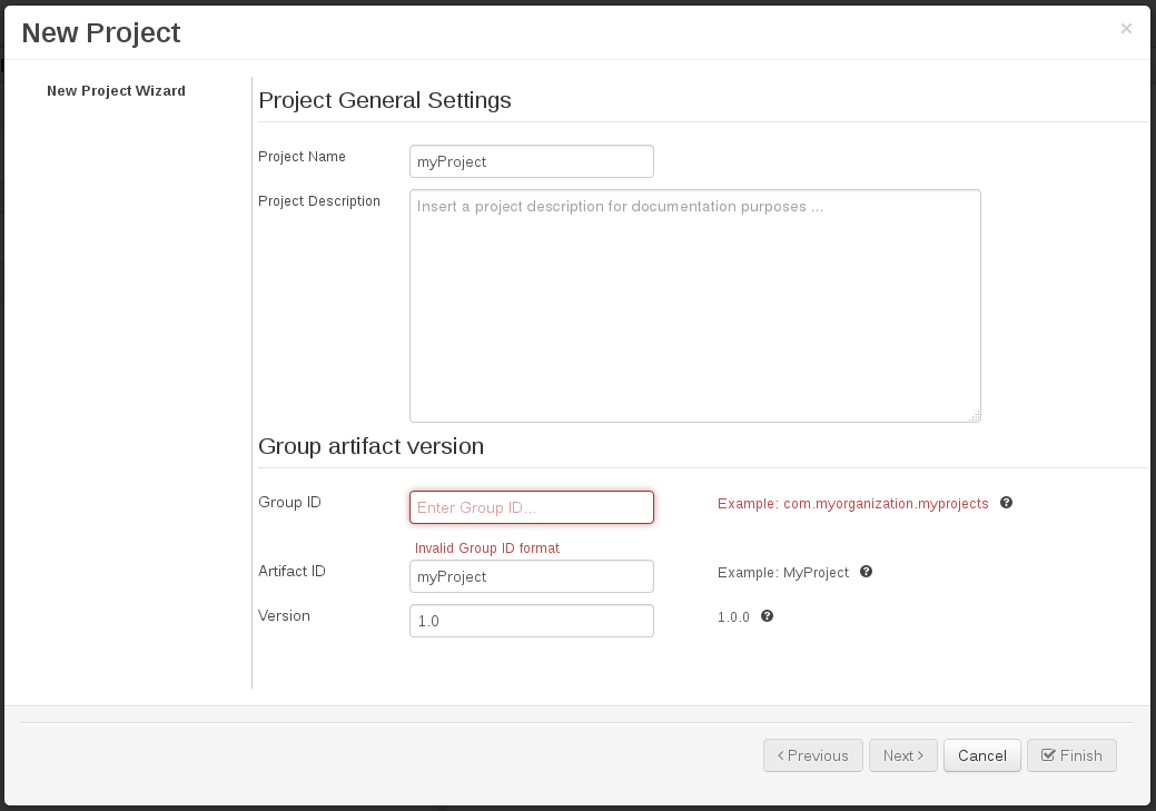 Entering project details