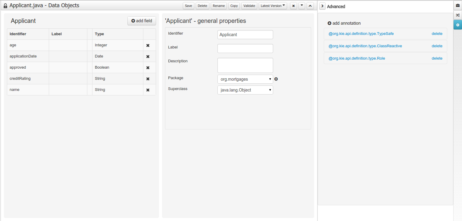 Advanced configurations tool window