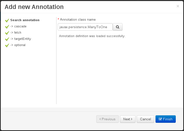 Annotation definition loaded into the wizard.