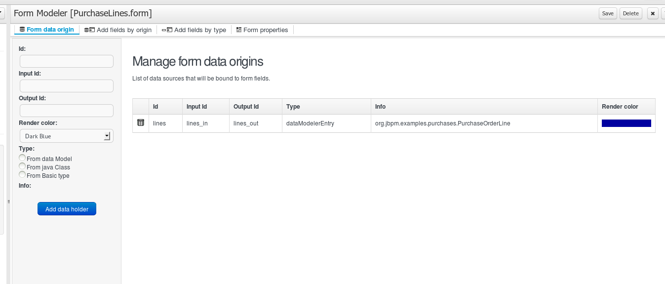 Create new data origin