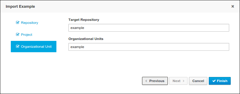 Import Examples - Wizard - Enter target Repository