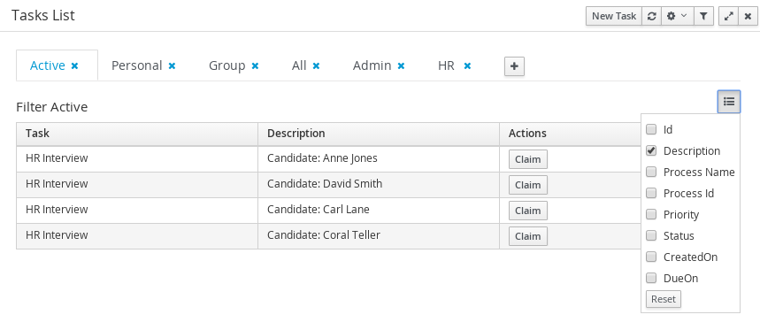 task basic columns