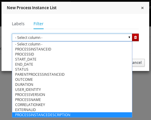process instances create tab filter 2