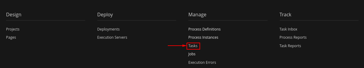 task admin menu
